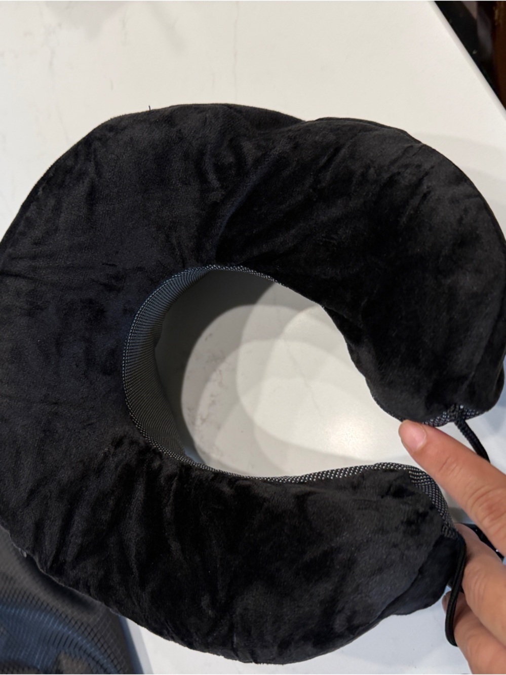 Black Memory Foam Travel Neck Pillow - Supportive Comfort